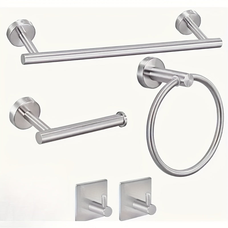 5\u002F10pcs Matte Bathroom Hardware Set SUS304 Bathroom Hanger Set 16 Inch Hand Towel Bar Towel Holder Toilet Paper Holder Angled Hook 2 Robe Towel Hooks Wall Mounted Accessory2025