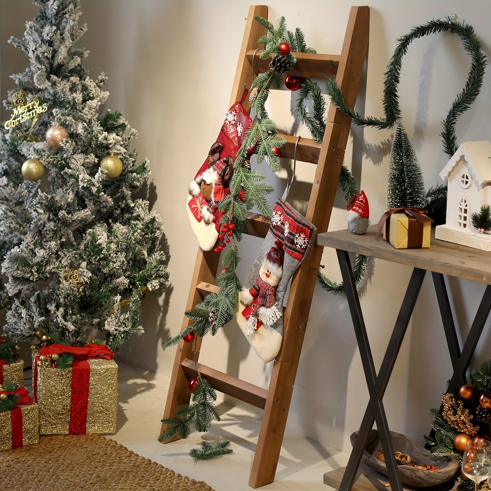 5-Foot Wooden Ladder for Blankets, a Decorative Piece for The Living Room, Designed to Lean Against The Wall, Perfect for Showcasing Quilts, And Can Also Serve As a Towel Rack in The Bathroom