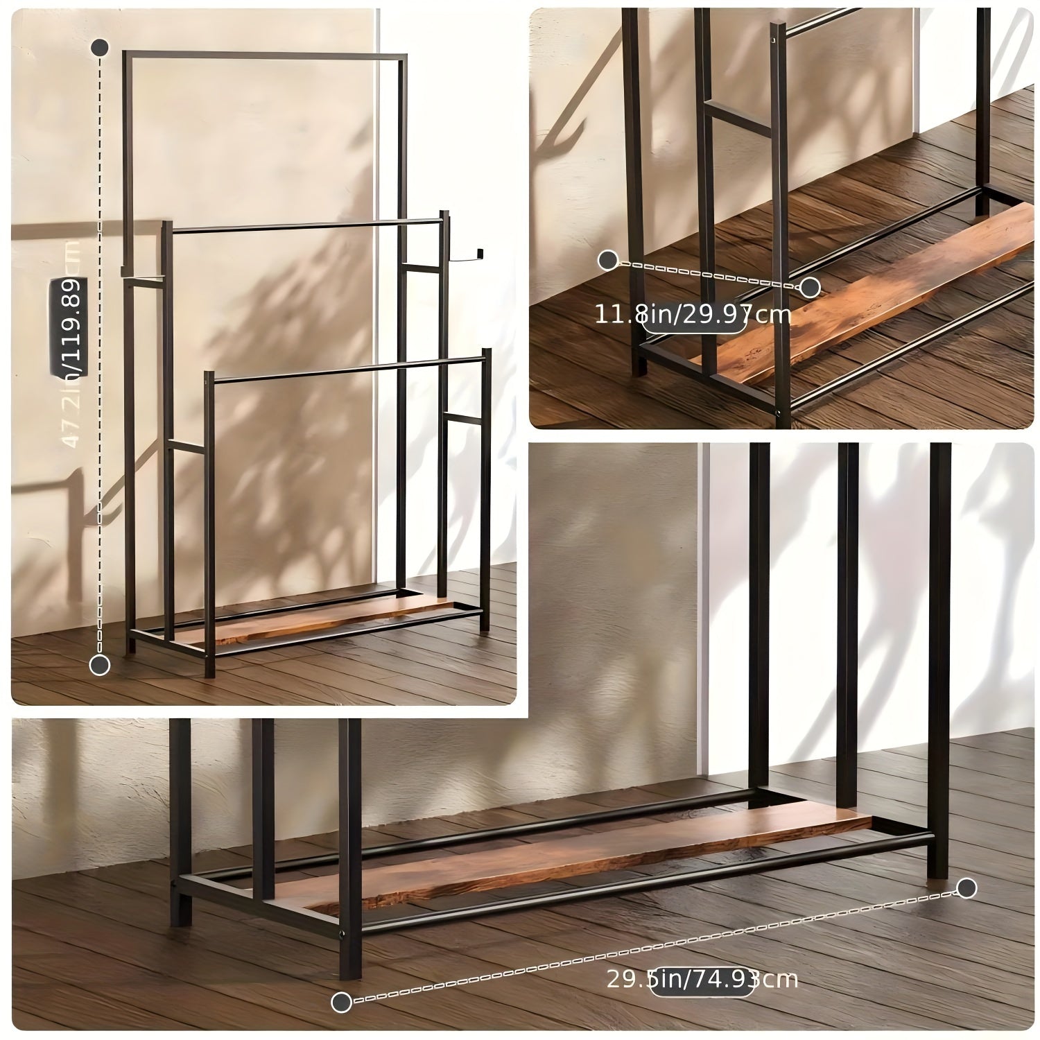 Freestanding Metal Bathtub Towel Rack With Hanging Rod, 3 Tier Towel Storage Rack For, Space Saving Bathroom Organizer, Portable Outdoor Pool Towel Rack, Casual Style, No Power Required, Ground Mounted, For Gym, Bathtub Storage, Blanket Rack