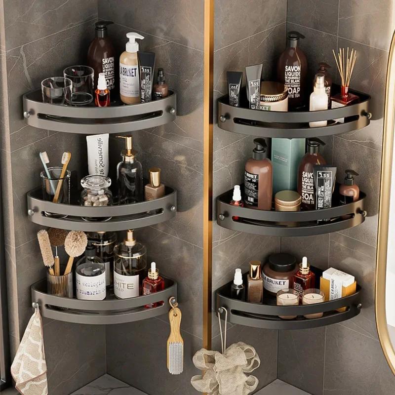 2 Layer Nail Free Bathroom Shelf, Corner Shower Shelf for Shampoo, Great Storage for Bathroom Supplies, Shelves