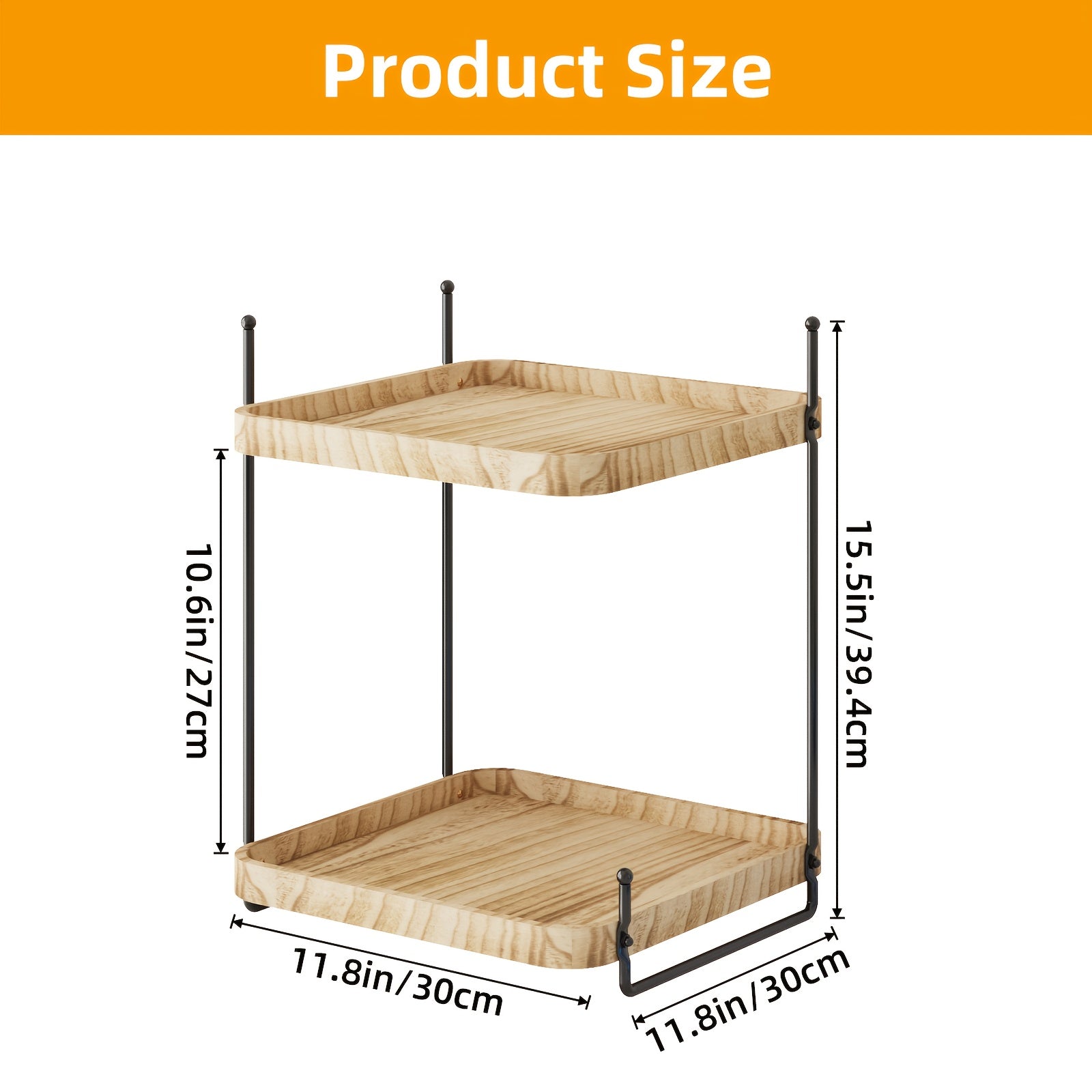 Whonline 2-Tier Bathroom Shelf, Freestanding Multipurpose Metal Shelving, Display Plants Flowers Bath Essentials, for Kitchen Bathroom Office And Christmas, Easy to Install, Saves Space