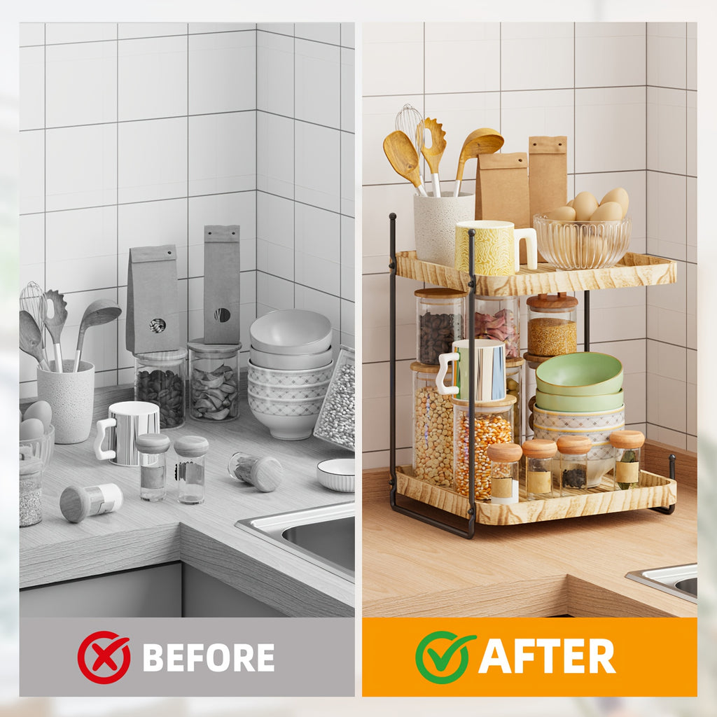 Whonline 2-Tier Bathroom Shelf, Freestanding Multipurpose Metal Shelving, Display Plants Flowers Bath Essentials, for Kitchen Bathroom Office And Christmas, Easy to Install, Saves Space