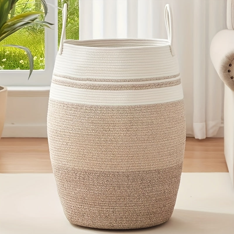 22.98gal\u002F27.74gal Extra Large Laundry Hamper, Blanket Basket, Cotton Laundry Basket Dirty Clothes Hamper with Handles for Living Room, Large Basket Pillows, Blankets, Clothes, Laundry Hampers