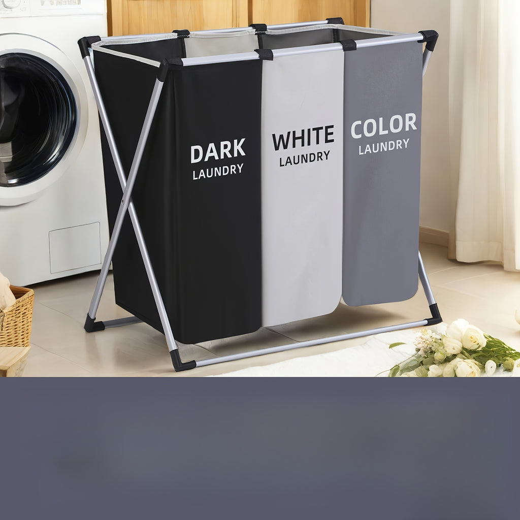 1pc Large Rectangular Laundry Hamper Basket with Handles - Durable Fabric, Dark Grey\u002FWhite\u002FBlack Options, Multi-Component Design for Home, College Dorm, Bathroom & Bedroom - Stylish & Functional Clothes Storage Organizer, Laundry Baskets