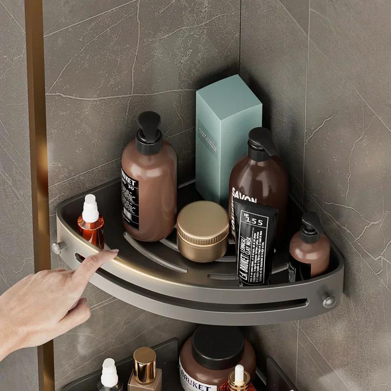 2 Layer Nail Free Bathroom Shelf, Corner Shower Shelf for Shampoo, Great Storage for Bathroom Supplies, Shelves