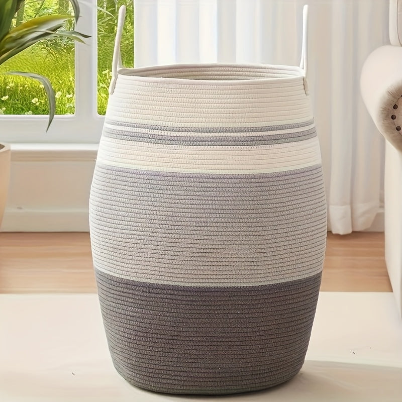 22.98gal\u002F27.74gal Extra Large Laundry Hamper, Blanket Basket, Cotton Laundry Basket Dirty Clothes Hamper with Handles for Living Room, Large Basket Pillows, Blankets, Clothes, Laundry Hampers