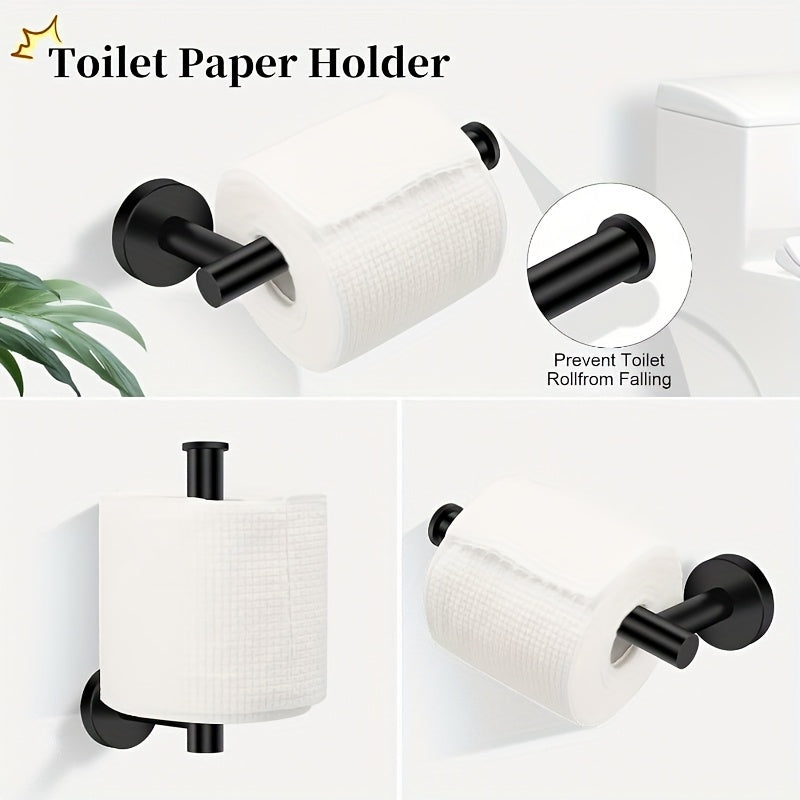 5\u002F10pcs Matte Bathroom Hardware Set SUS304 Bathroom Hanger Set 16 Inch Hand Towel Bar Towel Holder Toilet Paper Holder Angled Hook 2 Robe Towel Hooks Wall Mounted Accessory2025