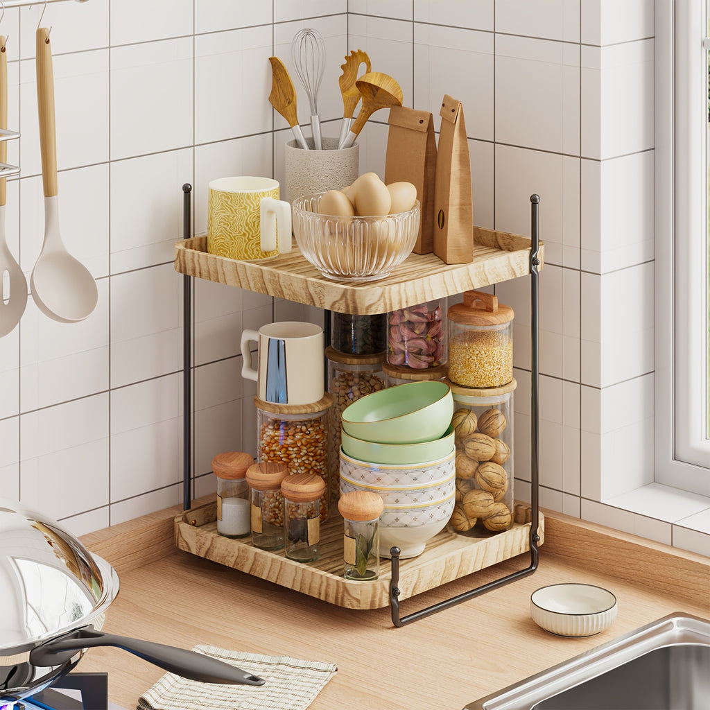 Whonline 2-Tier Bathroom Shelf, Freestanding Multipurpose Metal Shelving, Display Plants Flowers Bath Essentials, for Kitchen Bathroom Office And Christmas, Easy to Install, Saves Space