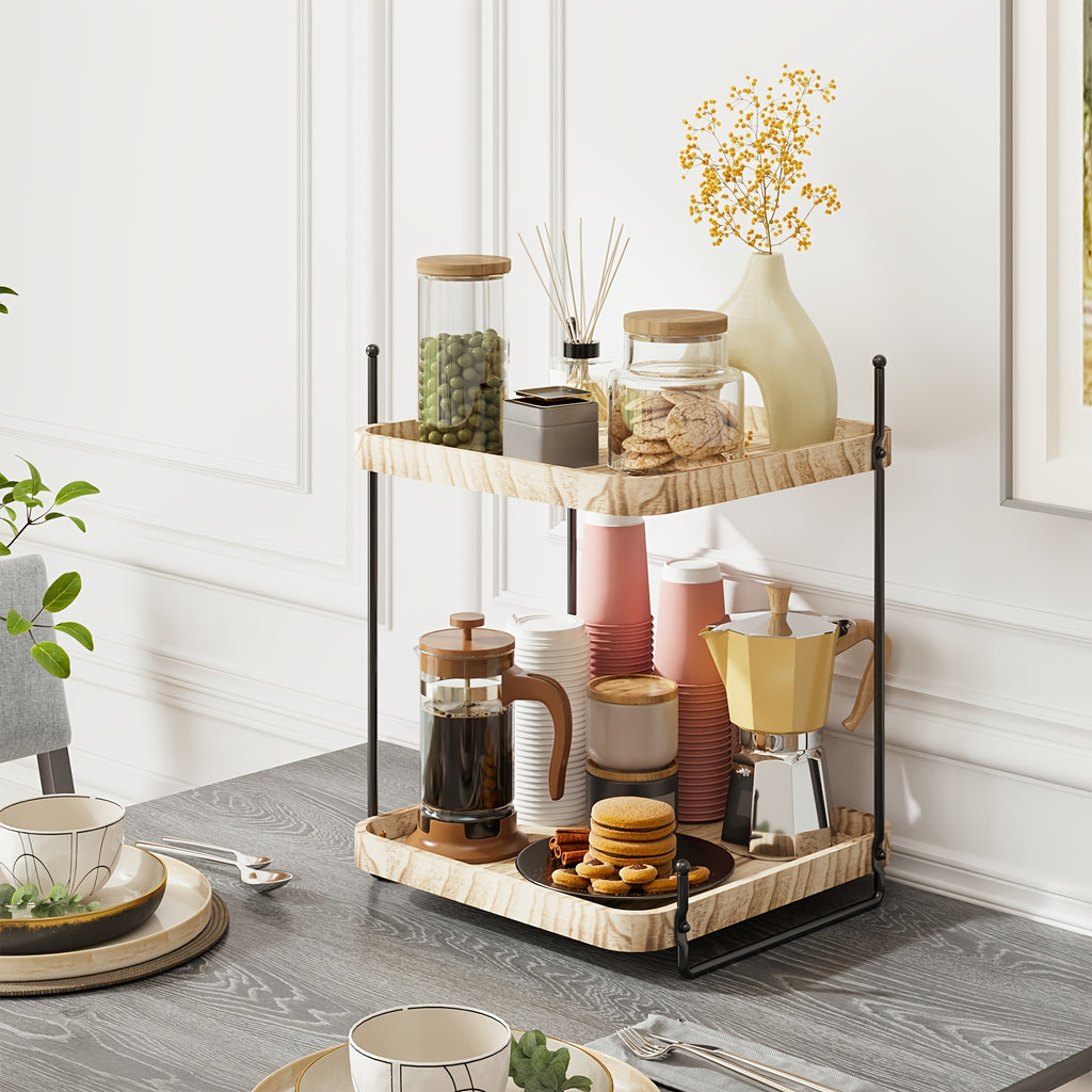 Whonline 2-Tier Bathroom Shelf, Freestanding Multipurpose Metal Shelving, Display Plants Flowers Bath Essentials, for Kitchen Bathroom Office And Christmas, Easy to Install, Saves Space