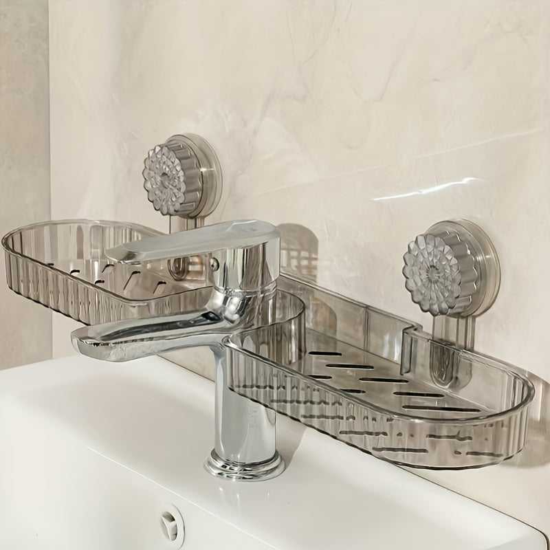 1pc MERRYXMAS Bathroom Sink Organizer Shelf - No-Drill Adhesive Mount, Space-Saving Vanity Shelf with Overhang, Bathroom Countertop Storage Rack, Easy Installation for Bathroom, Kitchen, or Vanity - Ideal Christmas, Ramadan