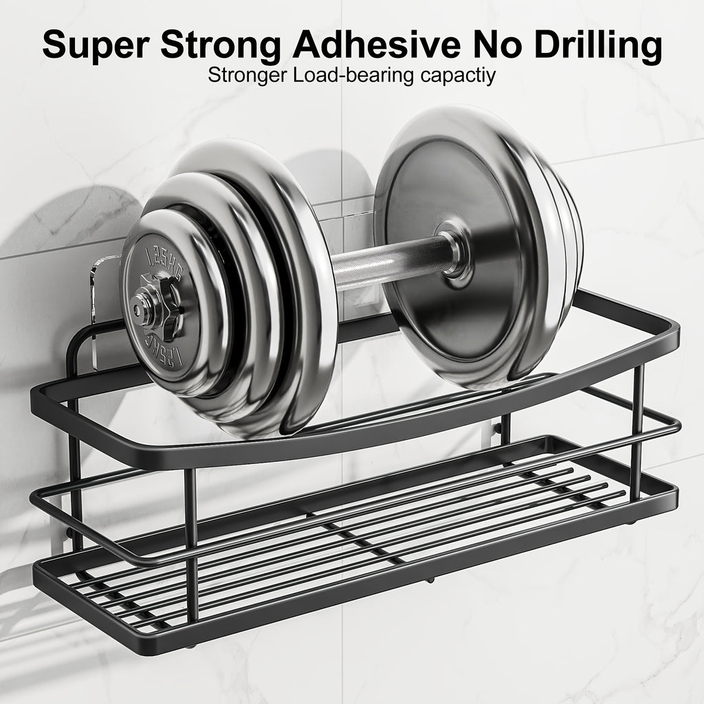 5\u002F6pcs Multifunctional Stainless Steel Punch-Free Bathroom Shelf, Soap Toothbrush Bathroom Supplies Storage Rack, Bathroom Towel Rack, Wall-Mounted Kitchen Seasoning Rack, with Four Hook Design, Bathroom Additions, Shower Storage Additions