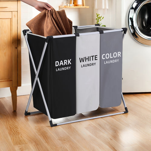 1pc Large Rectangular Laundry Hamper Basket with Handles - Durable Fabric, Dark Grey\u002FWhite\u002FBlack Options, Multi-Component Design for Home, College Dorm, Bathroom & Bedroom - Stylish & Functional Clothes Storage Organizer, Laundry Baskets