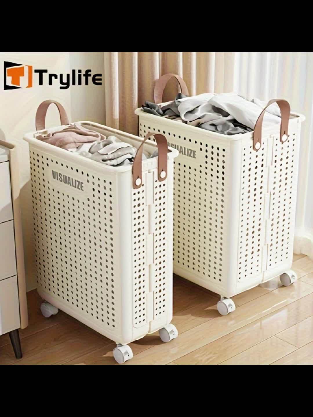 Large Collapsible Laundry Basket with Wheels, Faux Leather Hamper Without a Lid, Washable Storage Solution for Bathroom Or Bedroom (Available in Various Sizes), Laundry Baskets