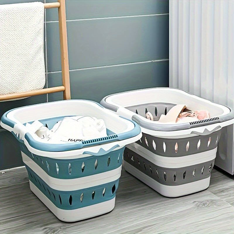 1pc Large Folding Clothes Basket For Household Wall Hanging Clothes Storage Basket Bathroom Laundry Basket Plastic - High Quality Perfect Mother'S Day Gift, Laundry Baskets