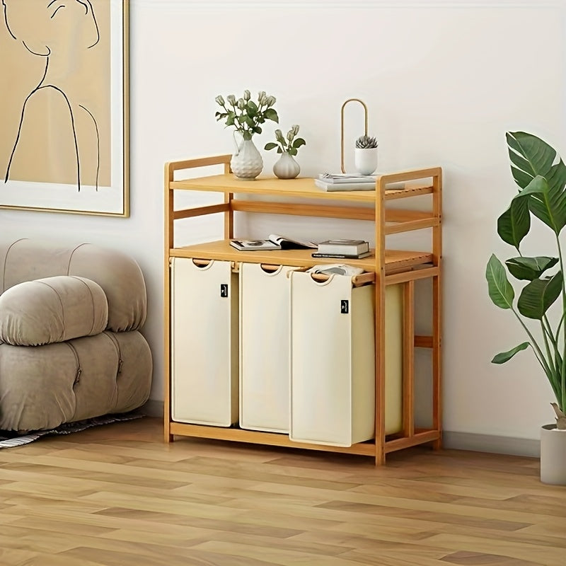 Laundry Baskets, 2 Shelves, Extendable Laundry Bags, Bamboo Laundry Boxes, Laundry Baskets, And Bamboo Laundry Sorting, Shelf Baskets