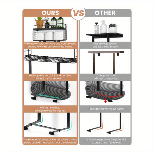 1pcs Wall-mounted Bathroom Towel Storage Rack - Towel Rack Wall-mounted - Bathroom Towel Storage - Wall-mounted Towel Rack - Bathroom Decoration - Bathroom Shelf Above Toilet