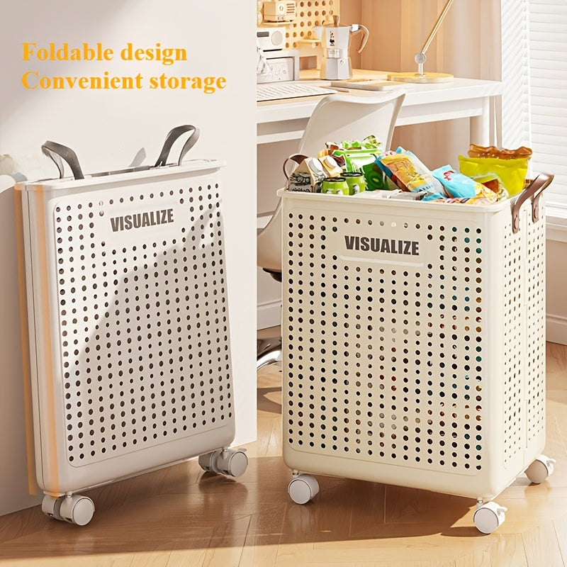 Large Collapsible Laundry Basket with Wheels, Faux Leather Hamper Without a Lid, Washable Storage Solution for Bathroom Or Bedroom (Available in Various Sizes), Laundry Baskets
