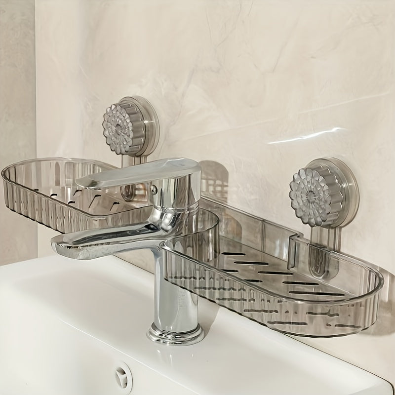 1pc MERRYXMAS Bathroom Sink Organizer Shelf - No-Drill Adhesive Mount, Space-Saving Vanity Shelf with Overhang, Bathroom Countertop Storage Rack, Easy Installation for Bathroom, Kitchen, or Vanity - Ideal Christmas, Ramadan