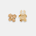 Retro Dahlia Button Cover Set – 14K Gold Enamel in Espresso & Oatmilk