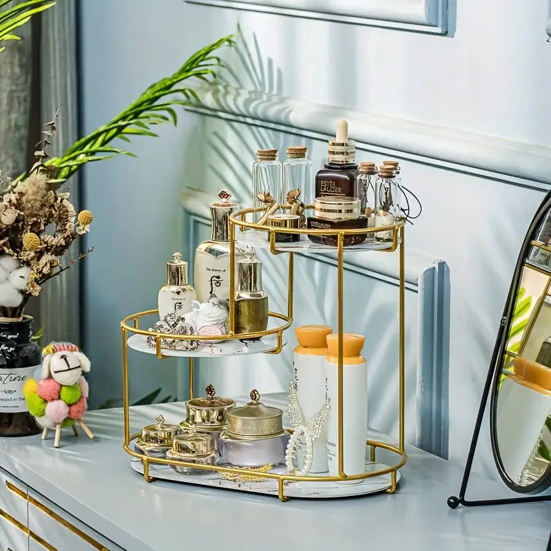 1pc Elegant Bathroom Organizer, Bathroom storage shelf Bathroom bathroom toiletries handstand Cosmetics storage shelf Desktop counter vanity shelf