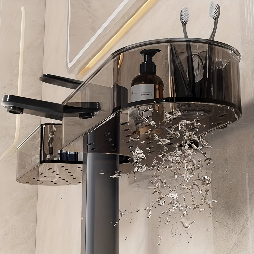 1pc MERRYXMAS Bathroom Sink Organizer Shelf - No-Drill Adhesive Mount, Space-Saving Vanity Shelf with Overhang, Bathroom Countertop Storage Rack, Easy Installation for Bathroom, Kitchen, or Vanity - Ideal Christmas, Ramadan