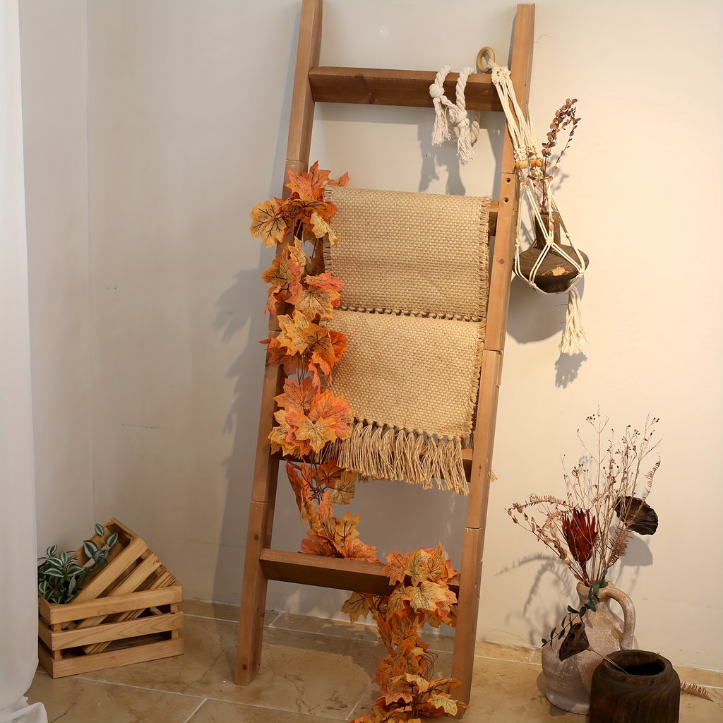 5-Foot Wooden Ladder for Blankets, a Decorative Piece for The Living Room, Designed to Lean Against The Wall, Perfect for Showcasing Quilts, And Can Also Serve As a Towel Rack in The Bathroom