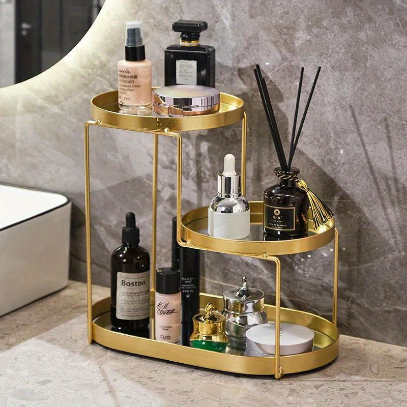 1pc Elegant Bathroom Organizer, Bathroom storage shelf Bathroom bathroom toiletries handstand Cosmetics storage shelf Desktop counter vanity shelf