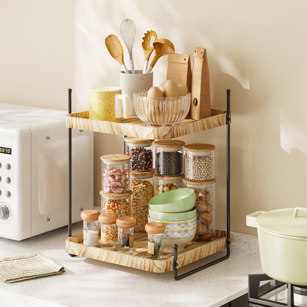 Whonline 2-Tier Bathroom Shelf, Freestanding Multipurpose Metal Shelving, Display Plants Flowers Bath Essentials, for Kitchen Bathroom Office And Christmas, Easy to Install, Saves Space