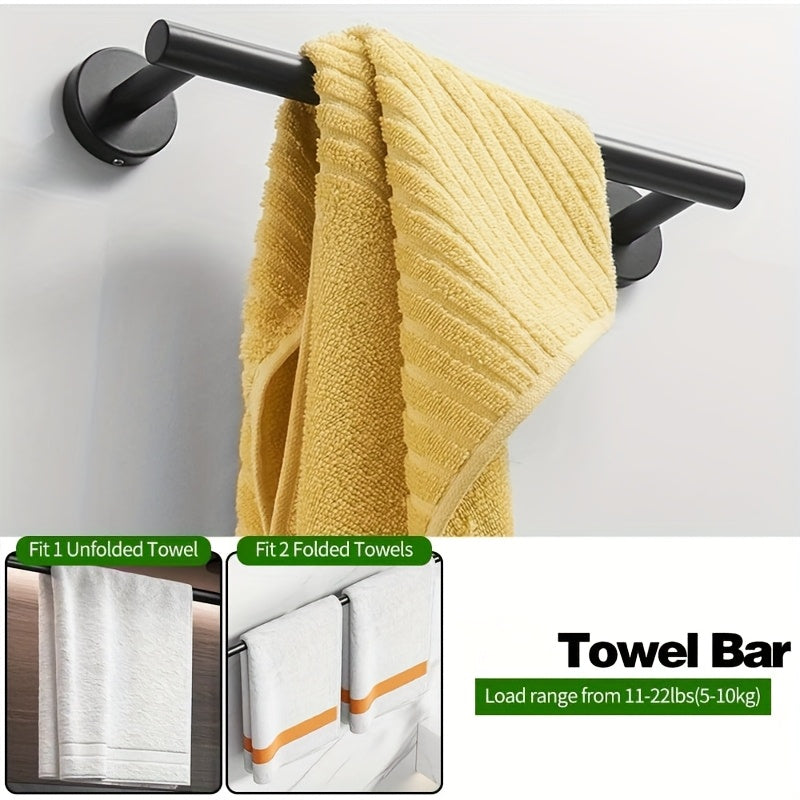 5\u002F10pcs Matte Bathroom Hardware Set SUS304 Bathroom Hanger Set 16 Inch Hand Towel Bar Towel Holder Toilet Paper Holder Angled Hook 2 Robe Towel Hooks Wall Mounted Accessory2025