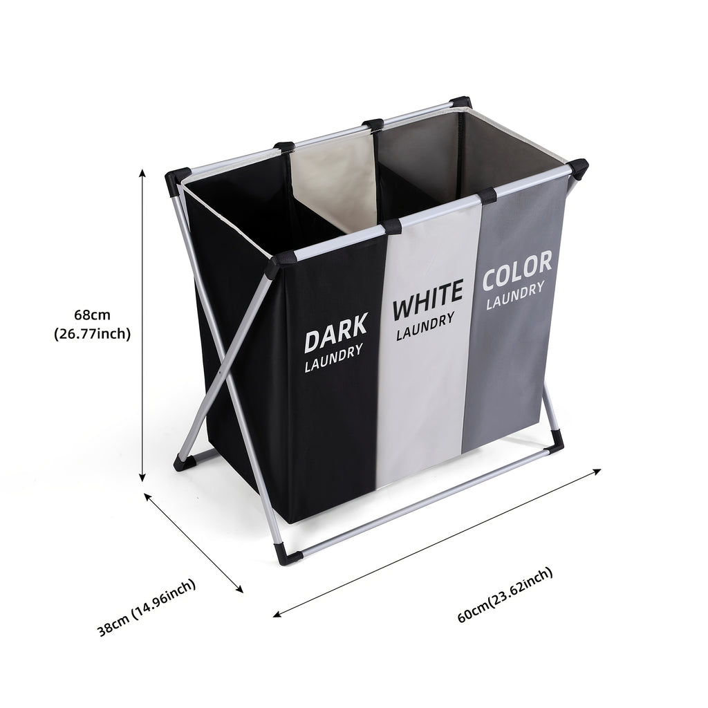 1pc Large Rectangular Laundry Hamper Basket with Handles - Durable Fabric, Dark Grey\u002FWhite\u002FBlack Options, Multi-Component Design for Home, College Dorm, Bathroom & Bedroom - Stylish & Functional Clothes Storage Organizer, Laundry Baskets