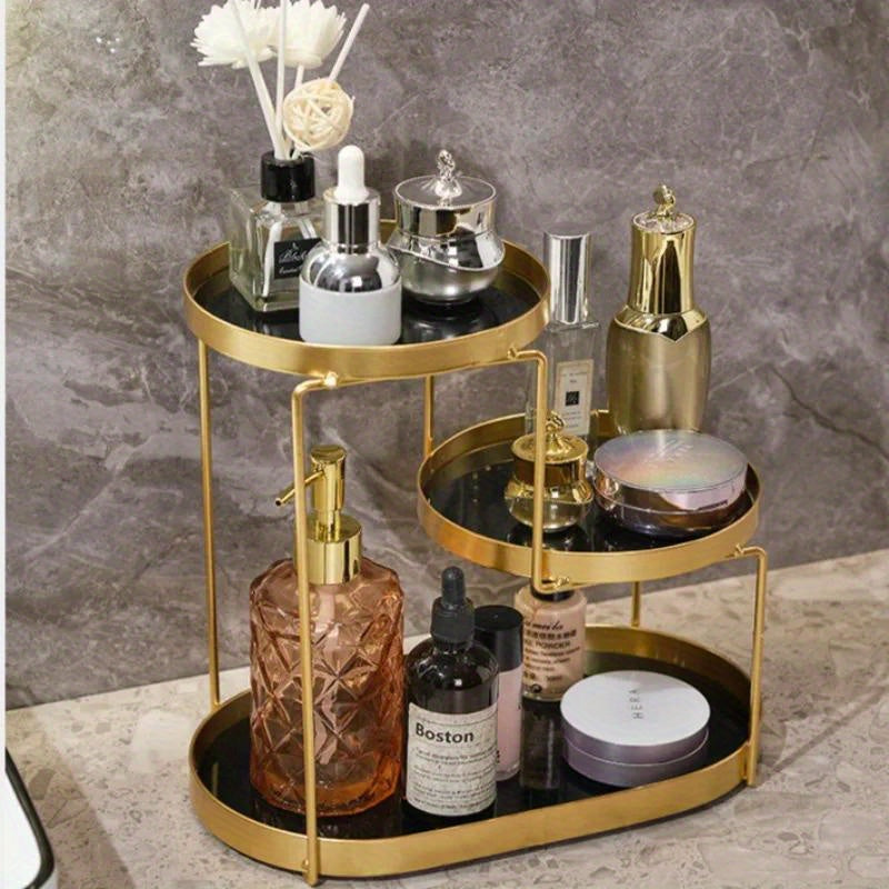 1pc Elegant Bathroom Organizer, Bathroom storage shelf Bathroom bathroom toiletries handstand Cosmetics storage shelf Desktop counter vanity shelf