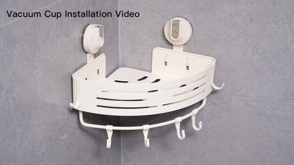 2Pack Gray Corner Shower Organizer - Suction Cup & No Drilling, Adhesive Storage Solution with Towel Rack