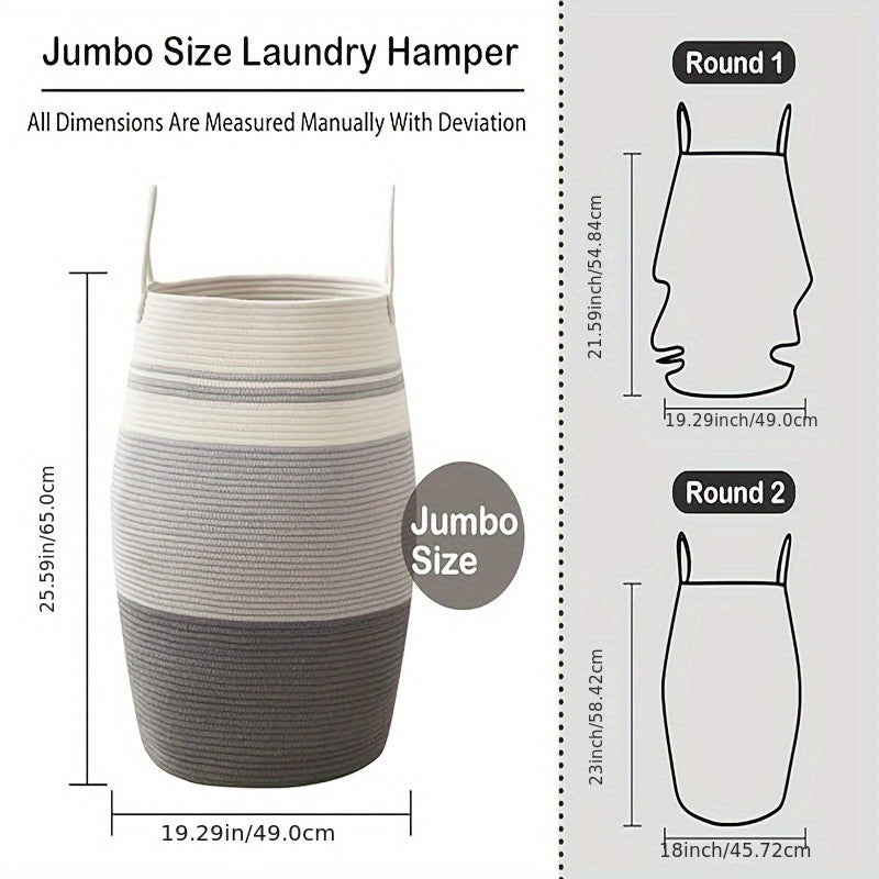 22.98gal\u002F27.74gal Extra Large Laundry Hamper, Blanket Basket, Cotton Laundry Basket Dirty Clothes Hamper with Handles for Living Room, Large Basket Pillows, Blankets, Clothes, Laundry Hampers