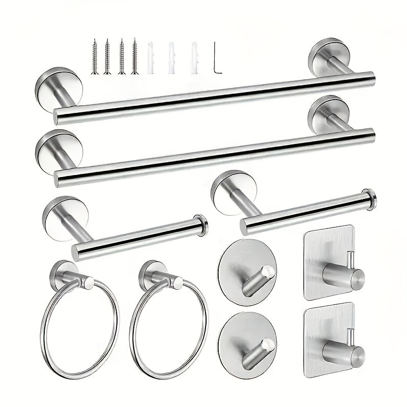 5\u002F10pcs Matte Bathroom Hardware Set SUS304 Bathroom Hanger Set 16 Inch Hand Towel Bar Towel Holder Toilet Paper Holder Angled Hook 2 Robe Towel Hooks Wall Mounted Accessory2025