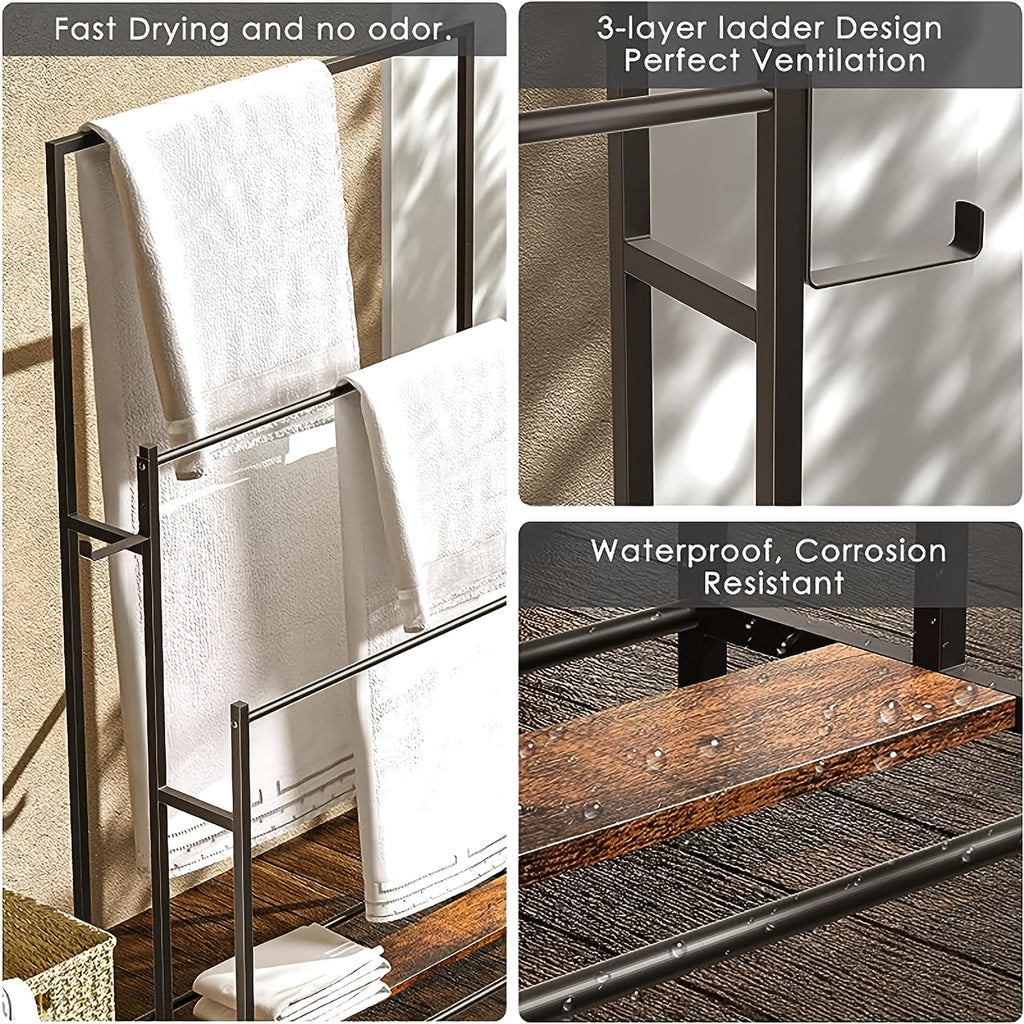 47.2 Inch Tall Free Standing Towel Racks 3 Tier Pool Towel Rack Outdoor Oversized Floor Bath Towel Drying Valet Holder Blanket Quilt Rack Stand For Bathroom Bedroom Beach Hot Tub Gym Pool Area Outside 2pcs