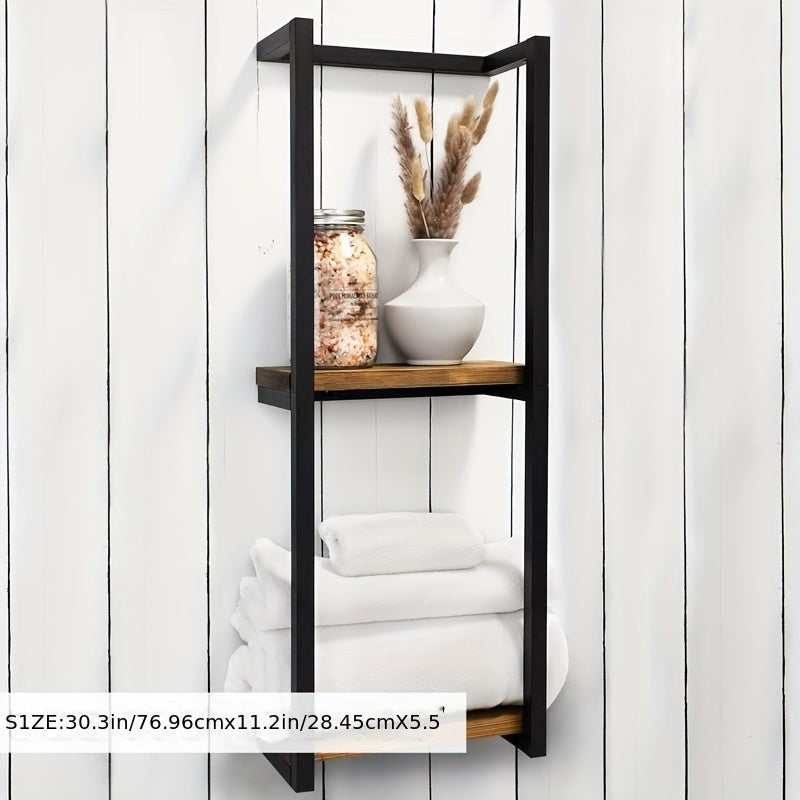 Wall-Mounted Towel Rack with Shelves - a Stylish Storage Solution for Towels And Essentials, Featuring a Chic Metal And Wood Design Suitable for Contemporary Bathrooms, Towel Racks